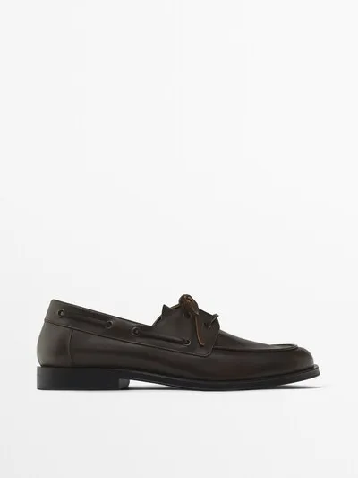 BROWN LEATHER DECK SHOES