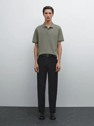 SHORT SLEEVE MICRO-TEXTURED POLO SHIRT