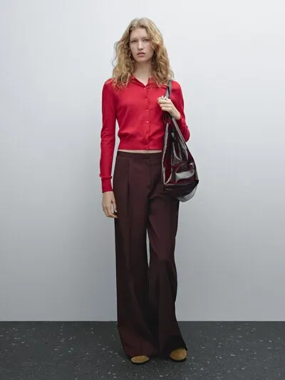 100% WOOL SATIN DARTED TROUSERS