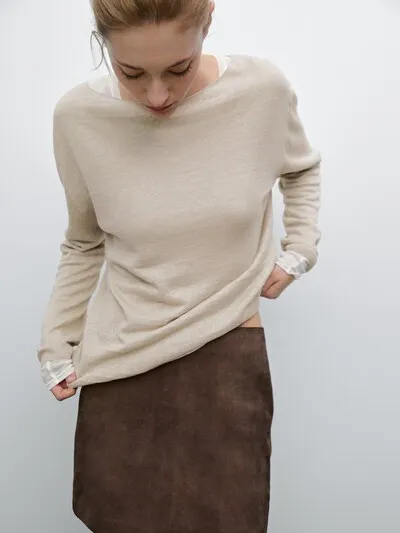 100% LINEN FINE KNIT SWEATER