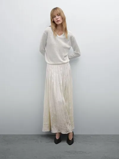 V-NECK LINEN KNITTED PULLOVER