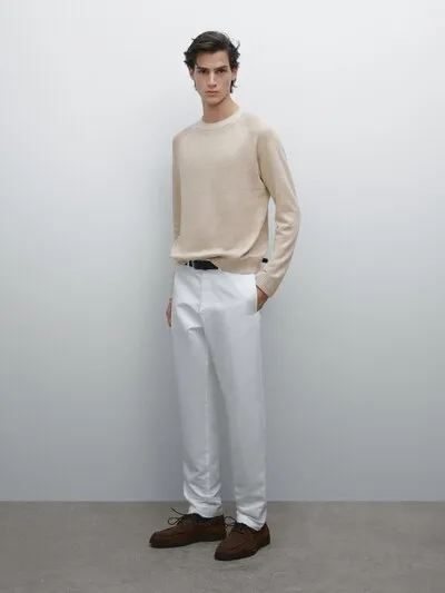 COTTON BLEND TAPERED FIT TROUSERS