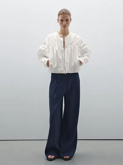 STRAIGHT FLOWING LINEN BLEND TROUSERS