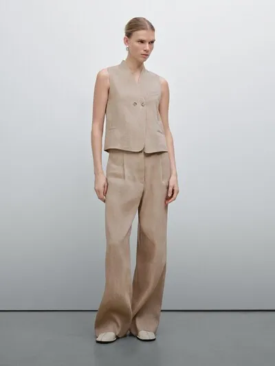 LINEN BLEND FLUID SUIT TROUSERS